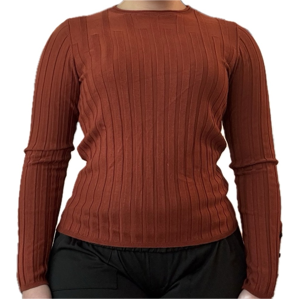 Topshop Burnt Orange Geometric Long Sleeve Sweater